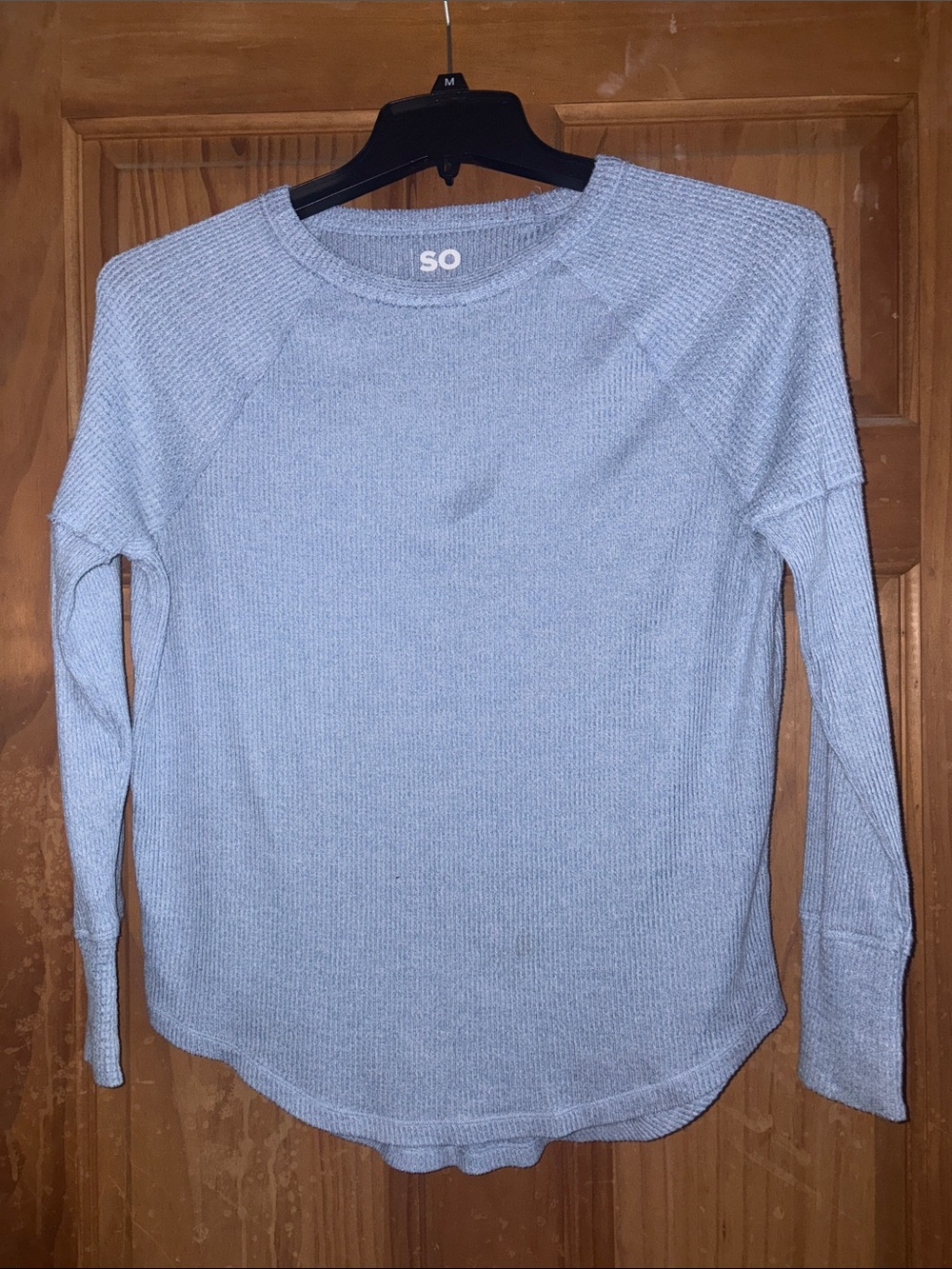 SO Light Blue Crewneck Waffle Knit Pullover